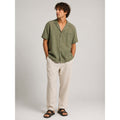 Faherty Mens 100% Linen Short Sleeve Camp Collar Shirt Thyme Green Large WDU2549