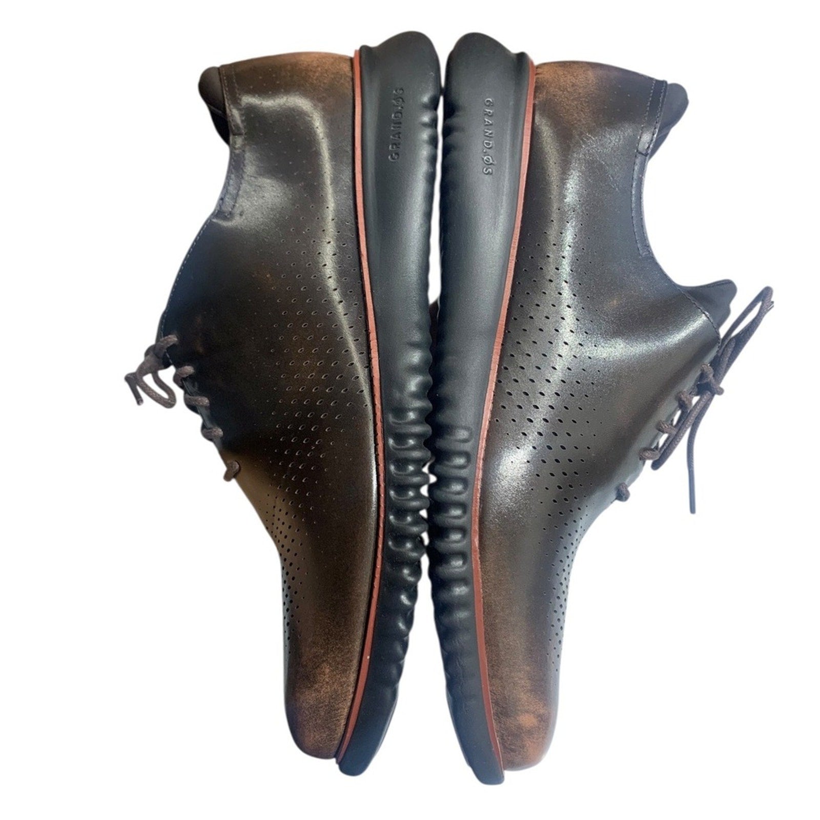 Cole Haan GrandPro Perforated Leather Derby Shoes Men's Size 12M Brown Lace Up
