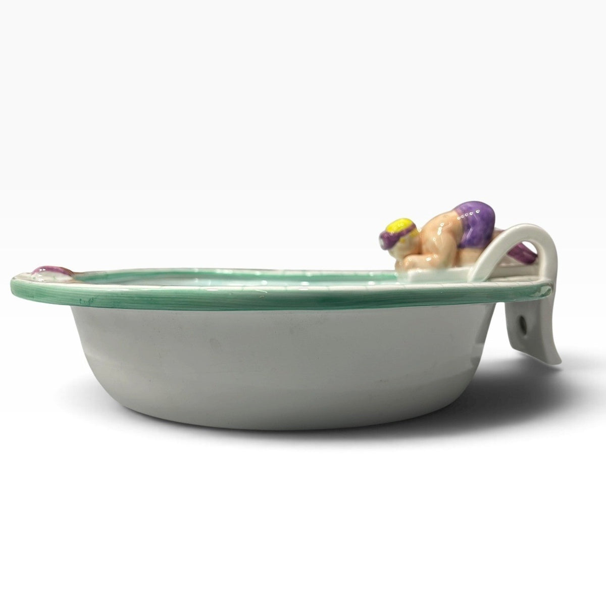 Vintage 1995 Lotus Ceramic Swimming Pool Trinket Dish Swimmer Diving Board Retro