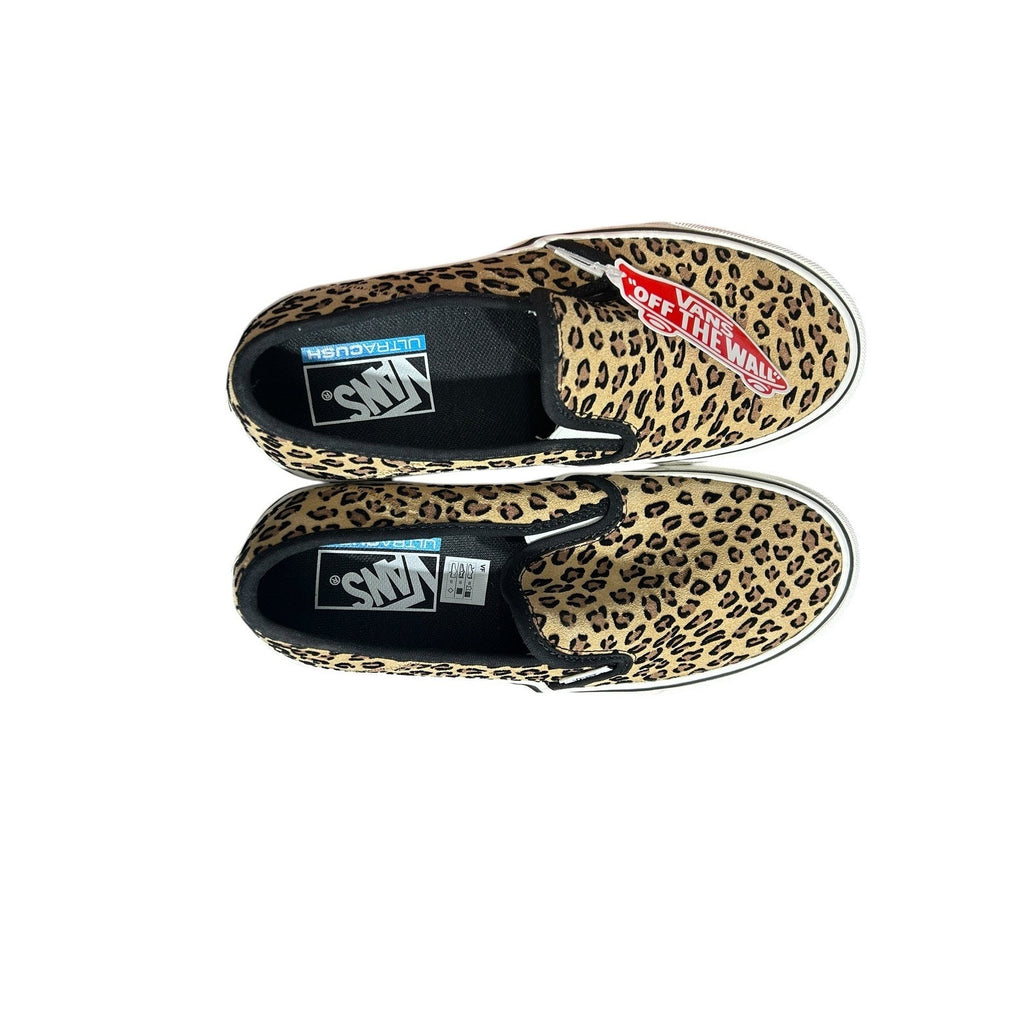 Vans Slip-On SF Mini Leopard Print Sneakers Tan Black Womens 8 NEW streetwear