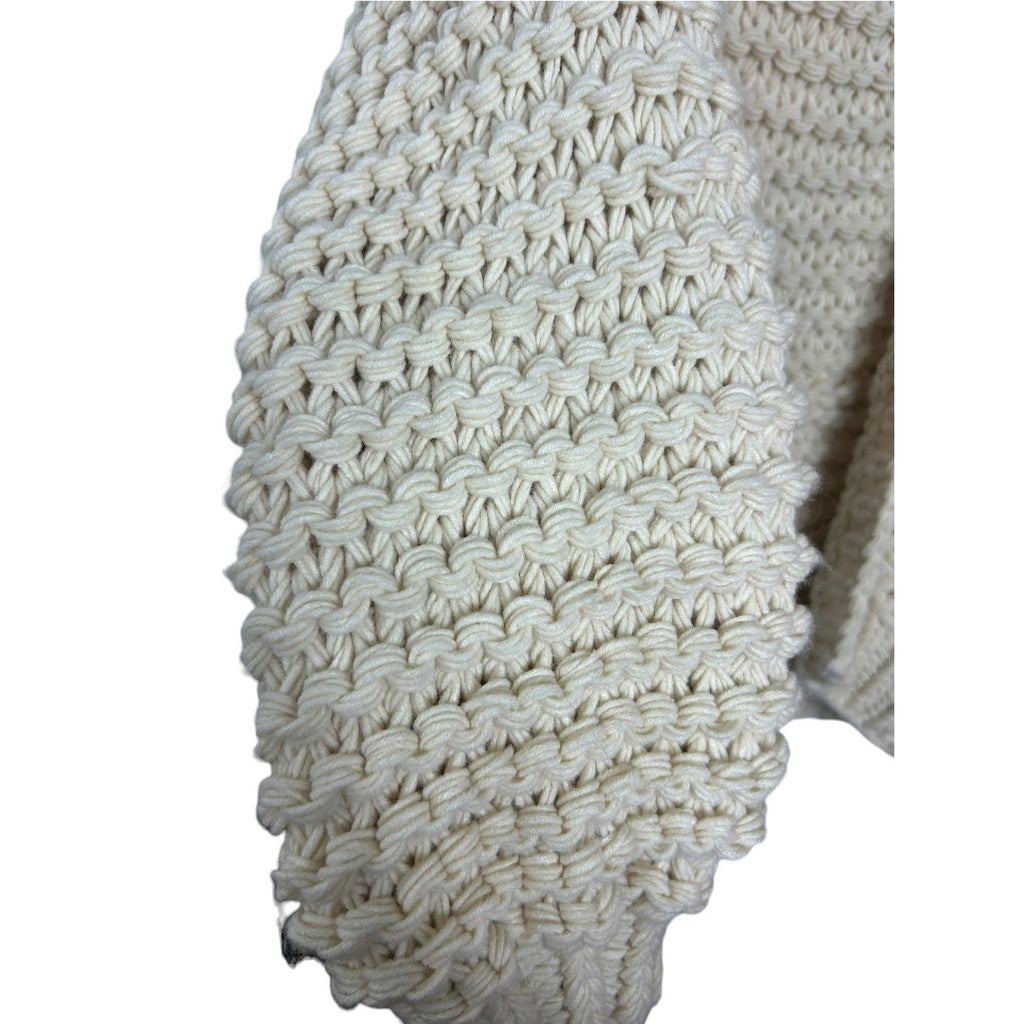 Anthropologie One Size Cream Chunky Knit Oversized Open Front Cardigan Sweater