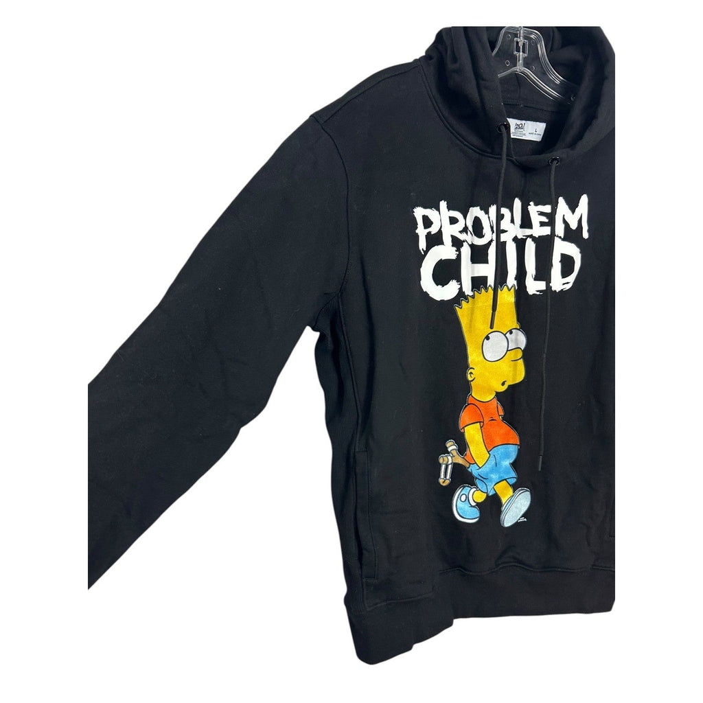 The Simpsons Bart Simpson Problem Child Black Graphic Hoodie Mens Large y2k