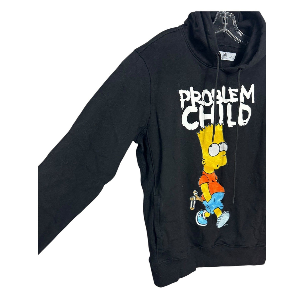 The Simpsons Bart Simpson Problem Child Black Graphic Hoodie Mens Large y2k