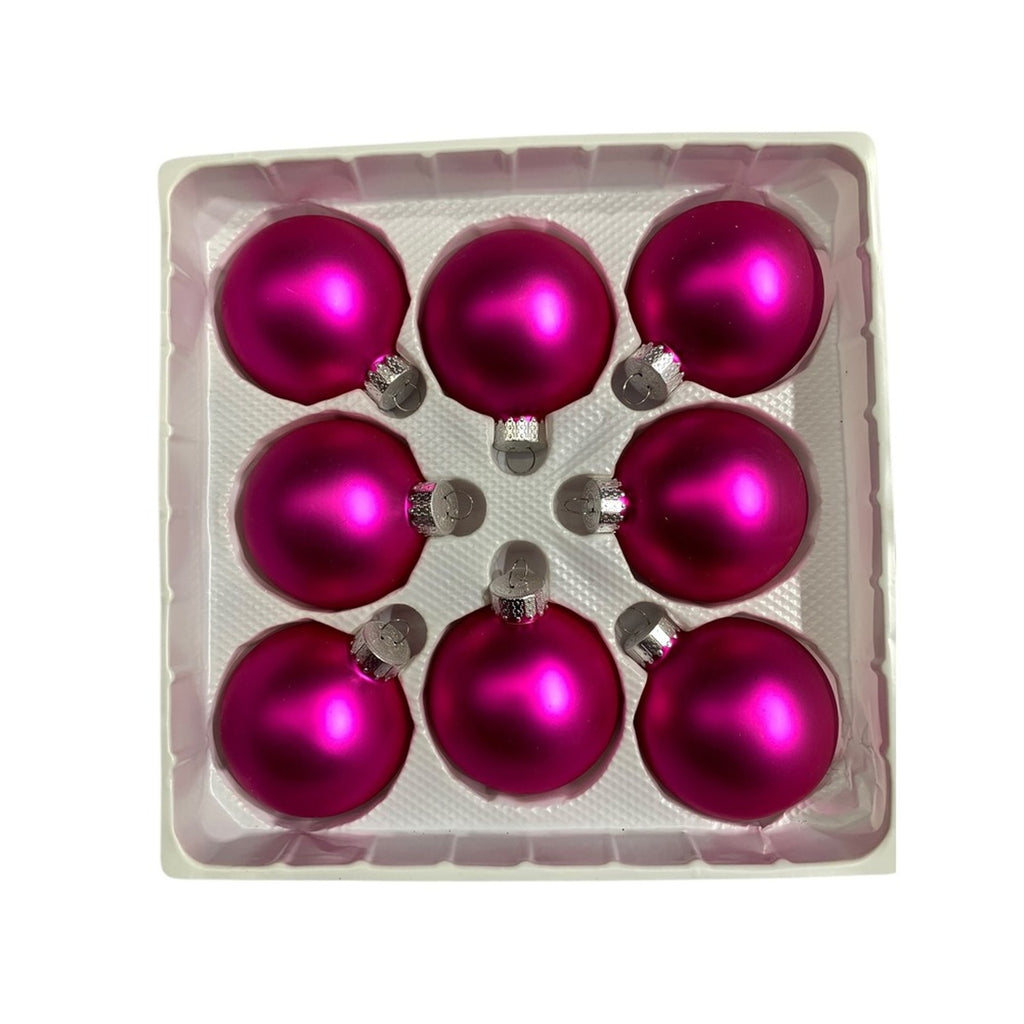 Celebrate It ChristmasSparkling Creations Pink Solid Glass Ornaments Set of 8