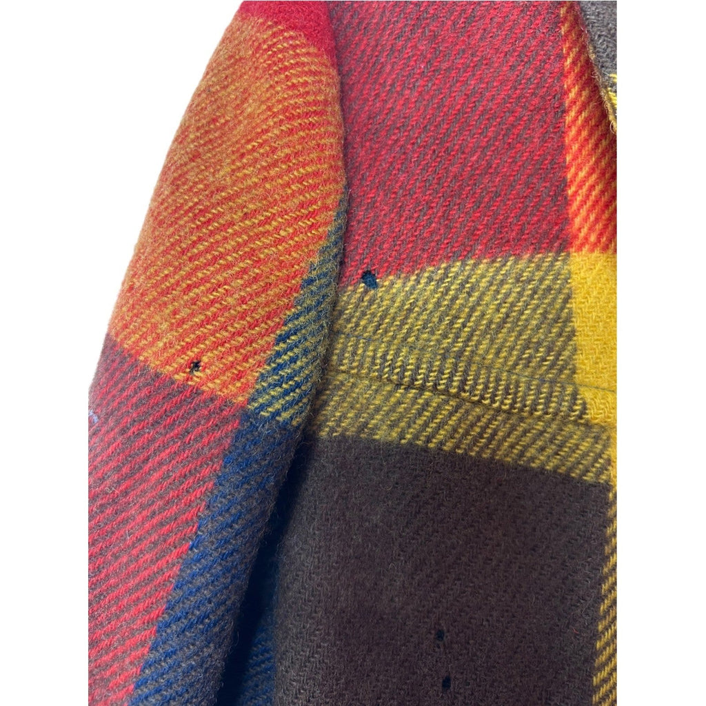 Vintage Pendleton Knockabouts Wool Plaid Coat Lobster Claw Toggle Red Orange L