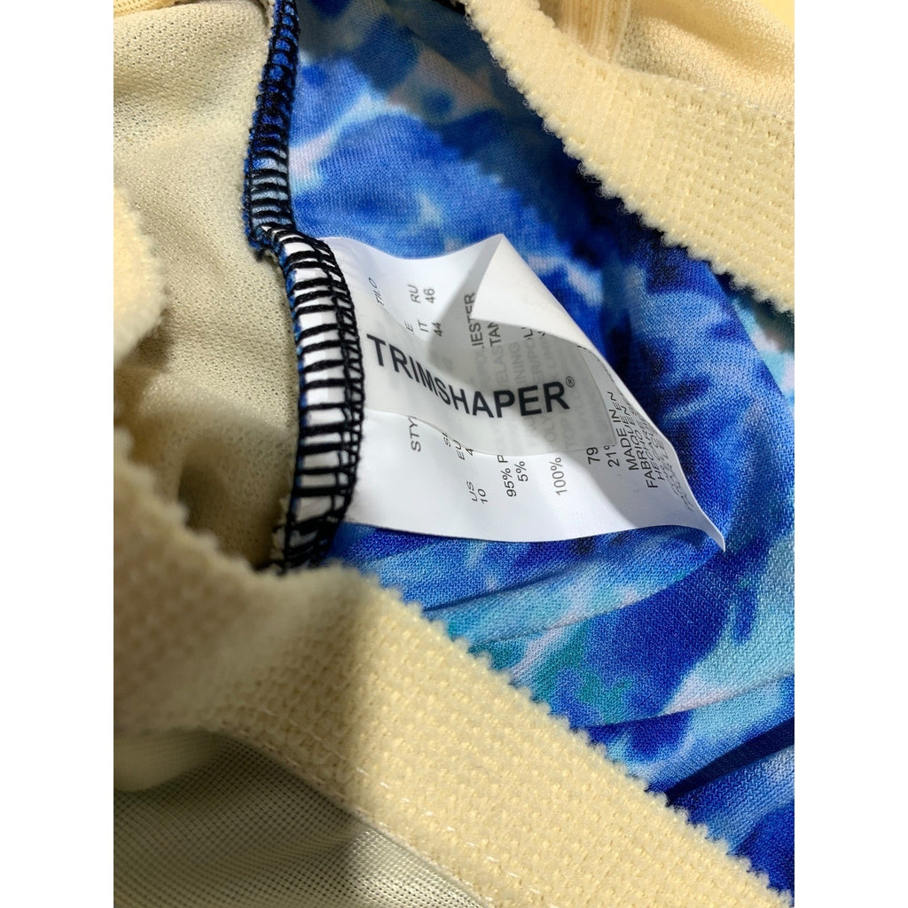 Trimshaper Women Blue Tie Dye Ruffle Tiered Slimming Tankini Top Size 10 6557224