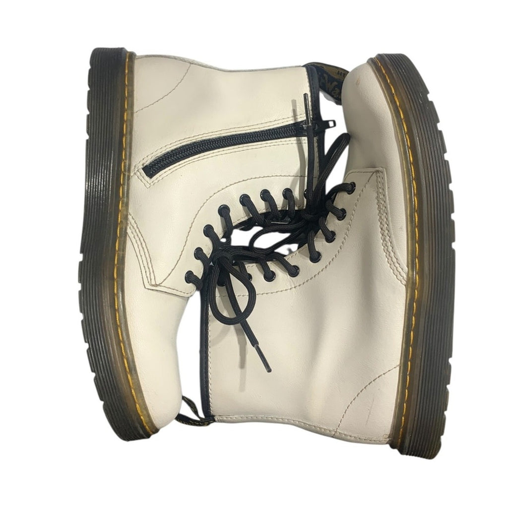 Dr Martens Kids White Zavala J Boots Size 4 US M 5 US L Side Zip Lace Up