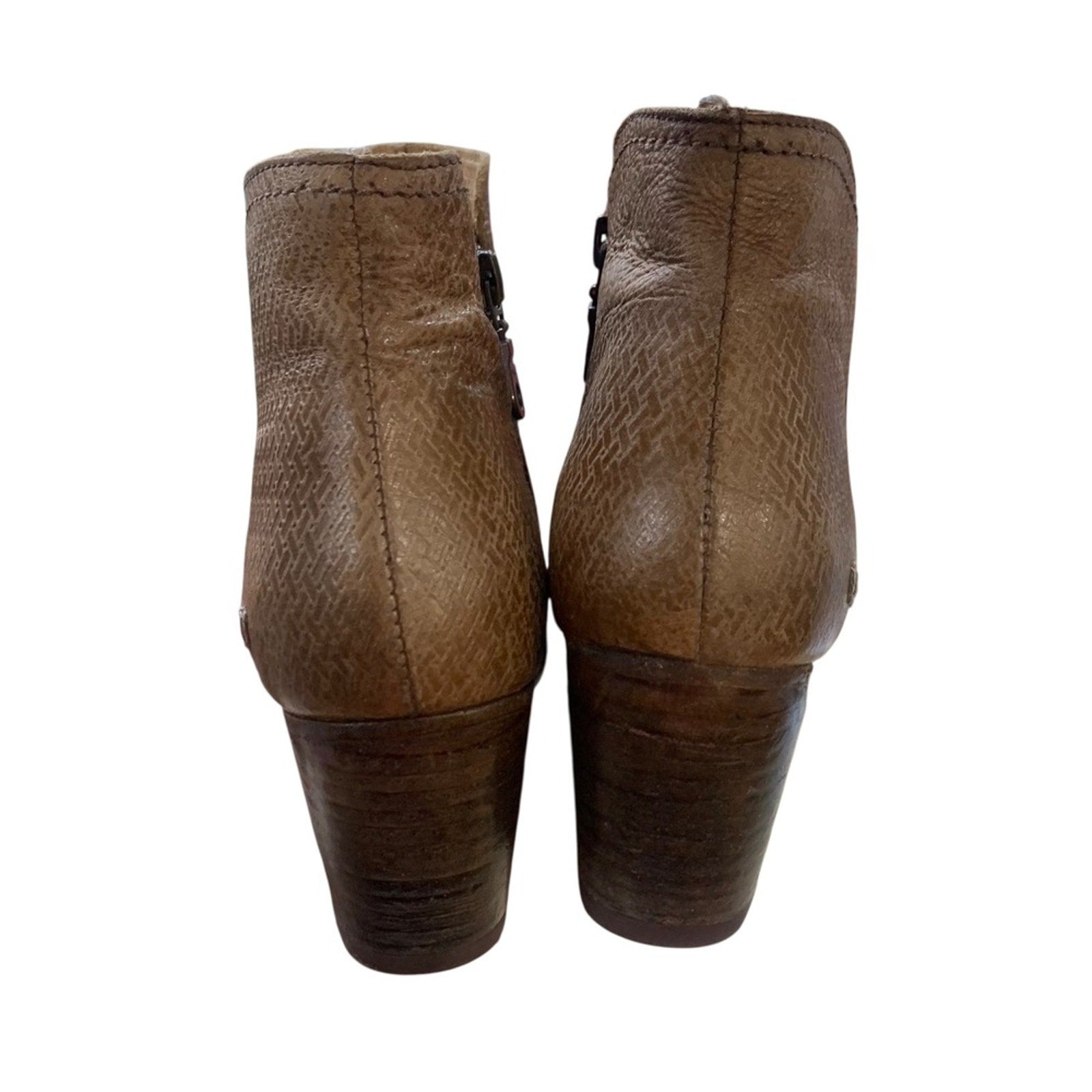 Bed Stu Cobbler Leather Heeled Ankle Boots Zip Up Brown Womens Size 8.5 USA