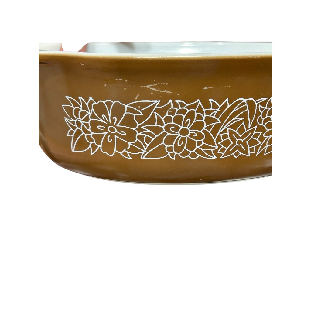 Pyrex Woodland 043 Oval Casserole Dish 1.5 Qt Brown no Lid Vintage Baker