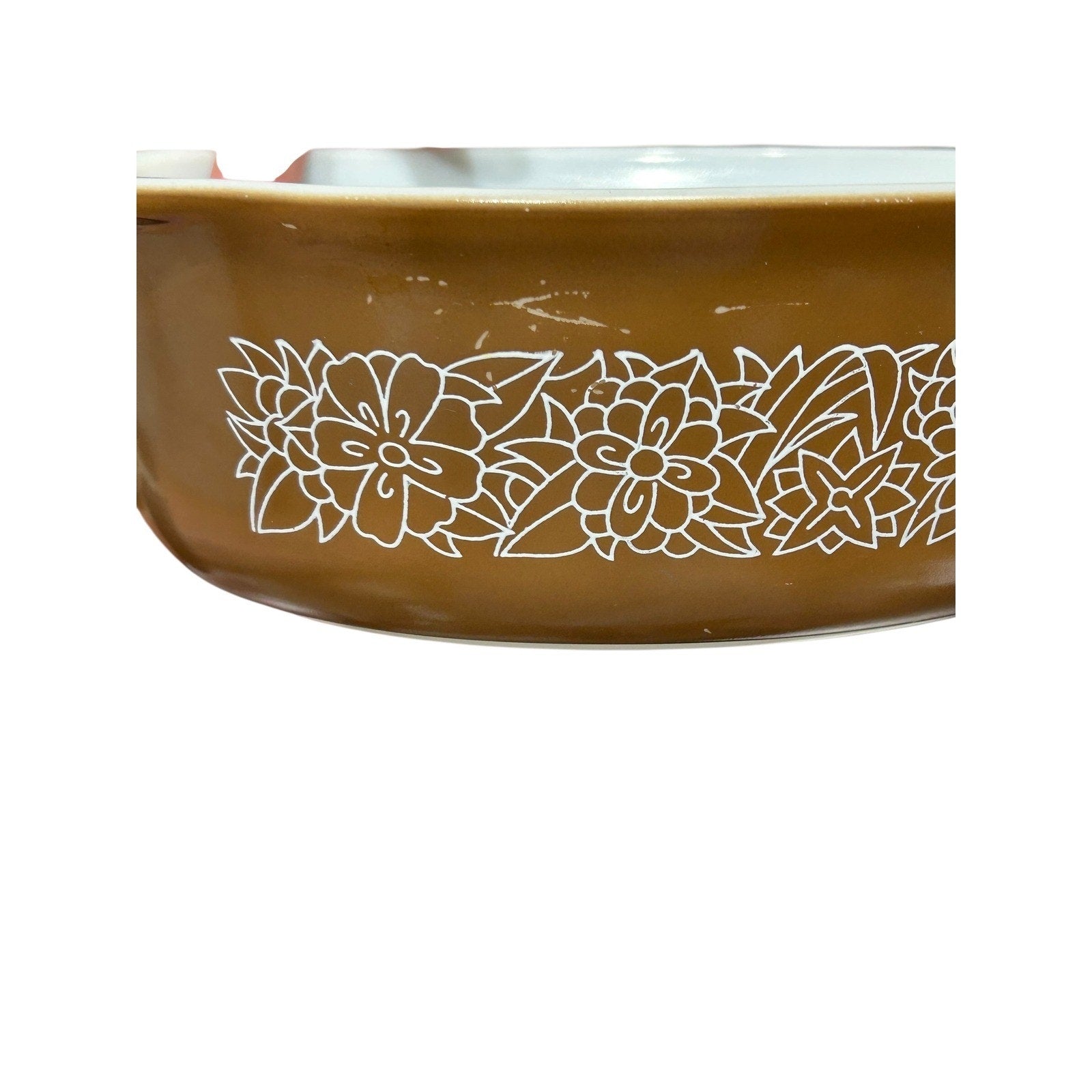 Pyrex Woodland 043 Oval Casserole Dish 1.5 Qt Brown no Lid Vintage Baker