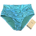 Nike Swim Women Blue Green Swirl Marble Ribbed High Waist Bikini Bottom NESSB290