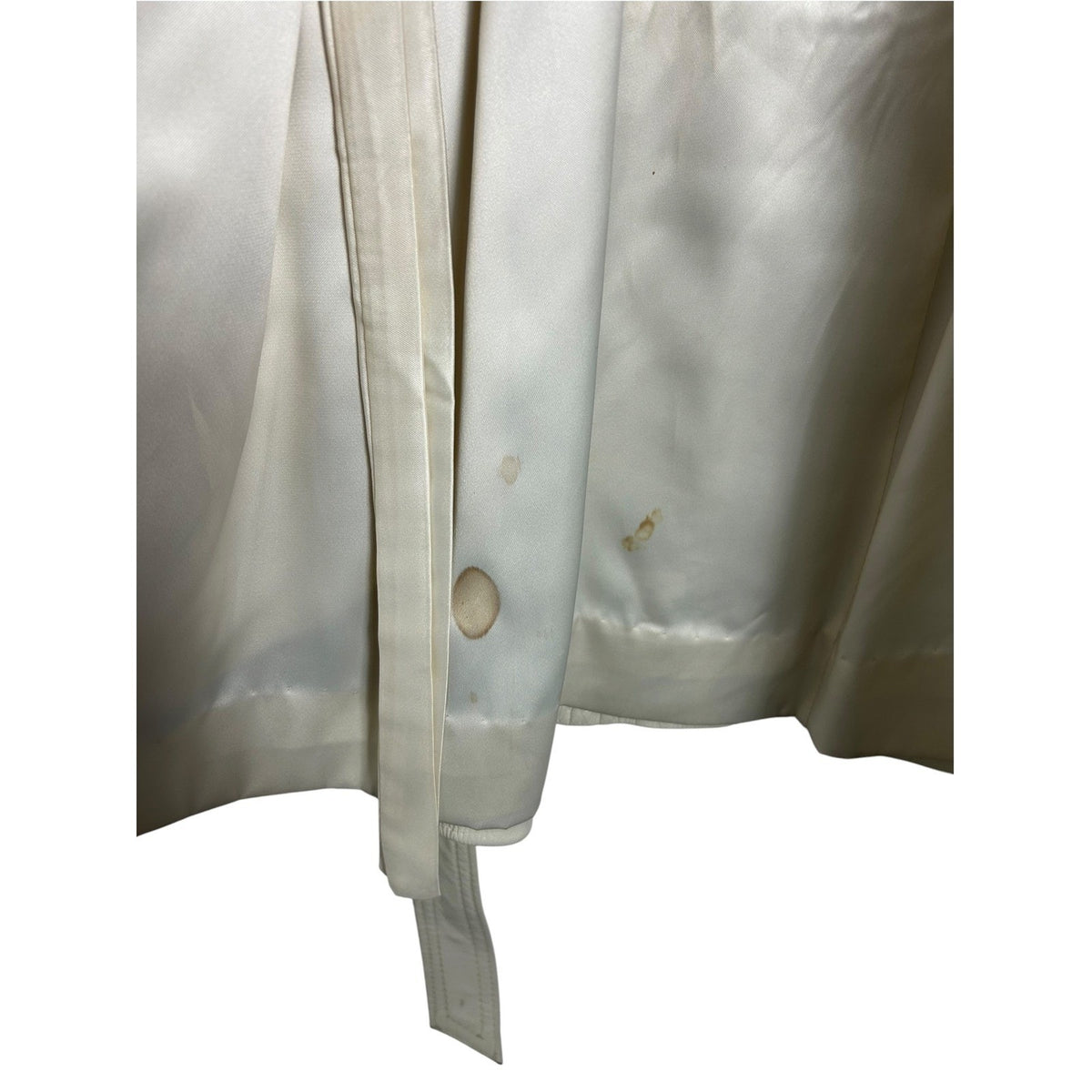 Vintage Normart's Leather faux Fur Collar Trench Coat Cream Belted Wrap Jacket S
