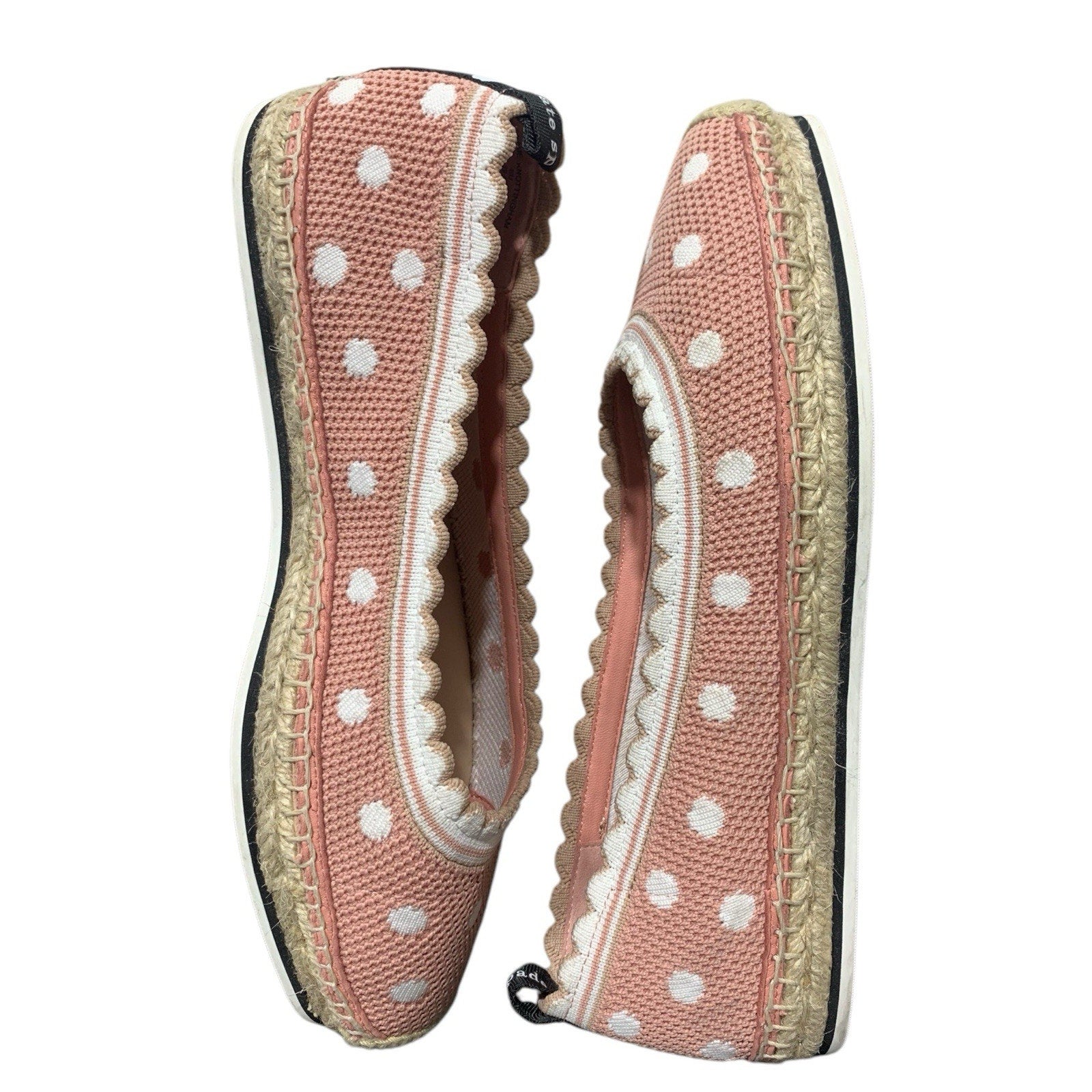 Kate Spade Knottingham Scallop Polka Dot Espadrilles Lace Women's 9B PINK
