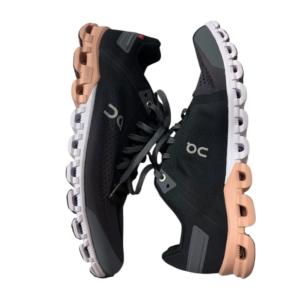 On Cloudflow Womens 8.5 Running Shoes Black Charcoal Peach 35.99234
