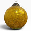 Vintage Heavy Gold Crackle Glass Ball Christmas Ornament 3.5 Inch Beautiful Cute