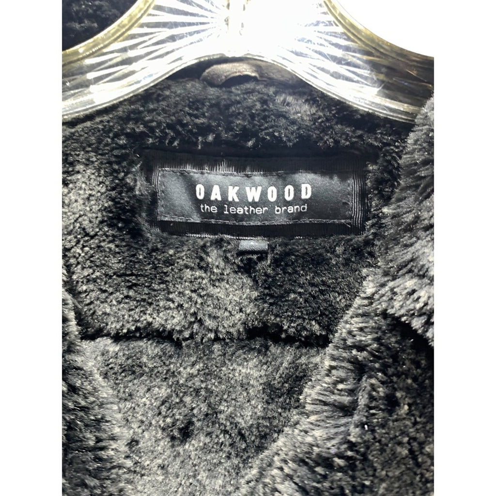 OAKWOOD The Leather Brand Women's L Gray Faux Fur Lined Faux Suede Moto Jacket