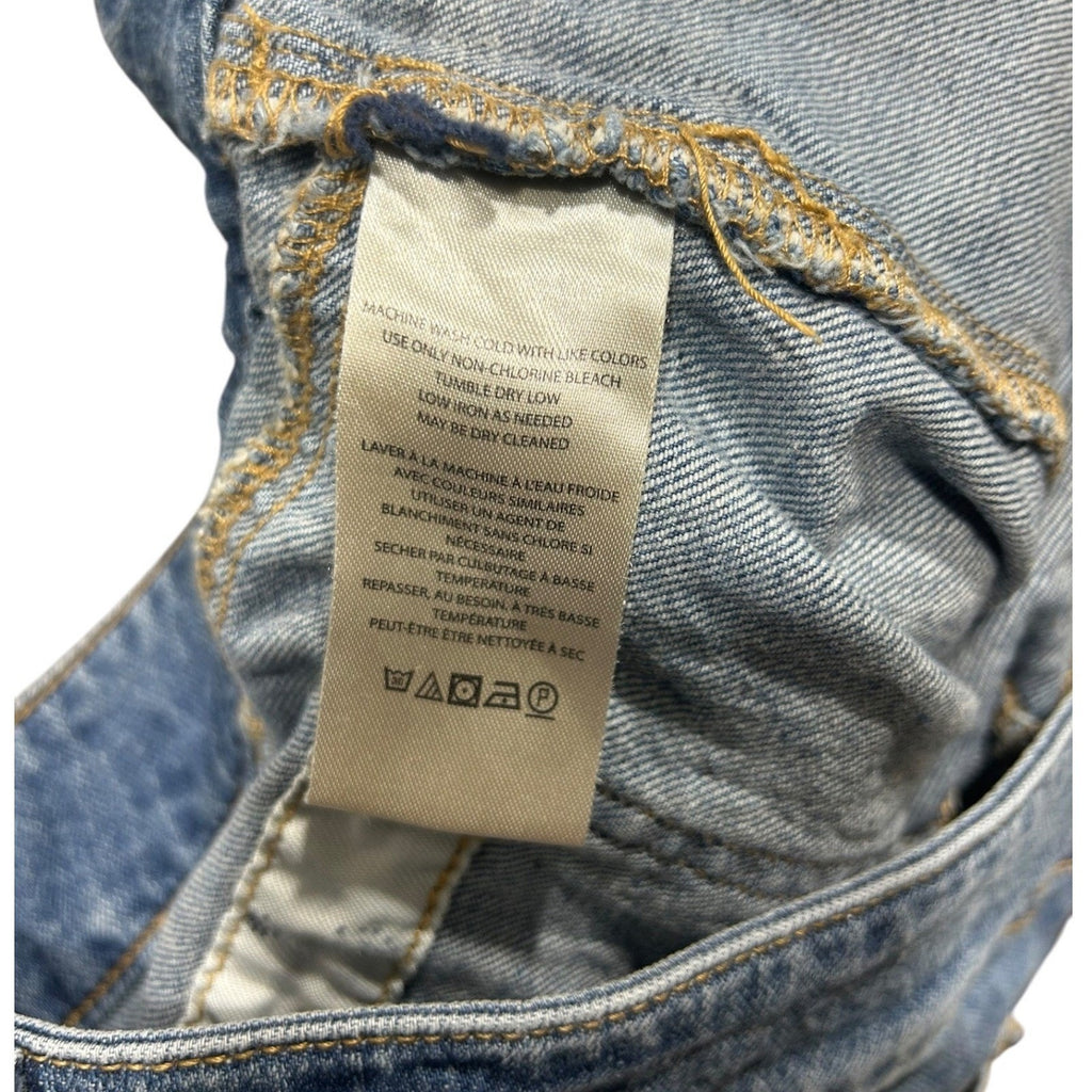 Pilcro The Wanderer Denim Shorts Blue Medium Wash Raw Hem Women 31 Anthropologie