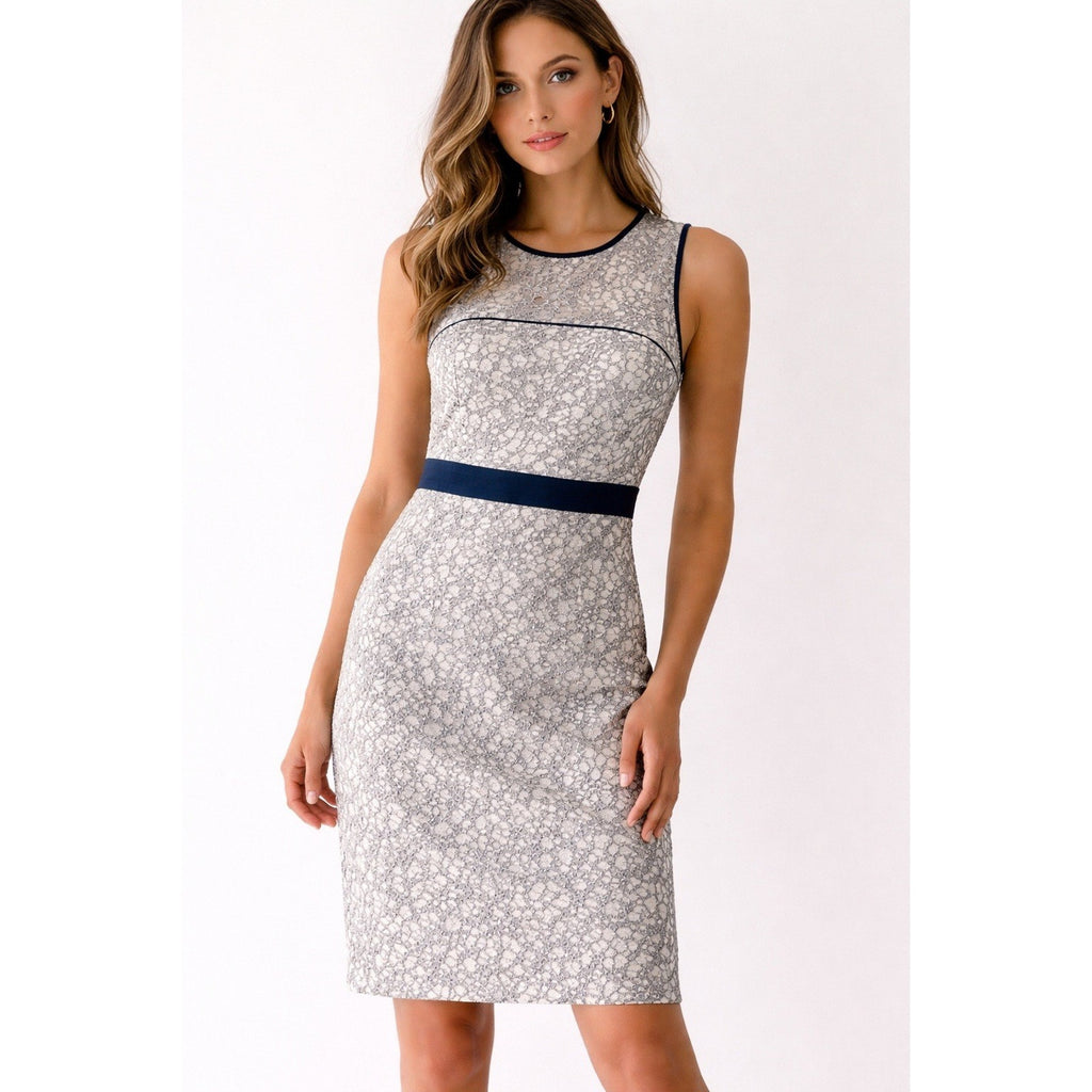 Banana Republic Womens White Navy Floral Lace Sleeveless Sheath Dress Size 0 NWT