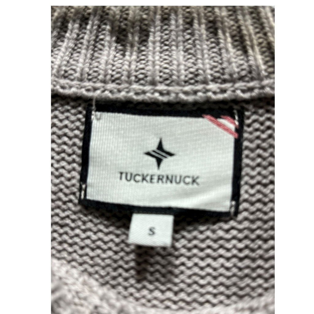 Tuckernuck Wheat Bexley Crew Sweater Wool Blend Gold Buttons Beige Gray SZ S