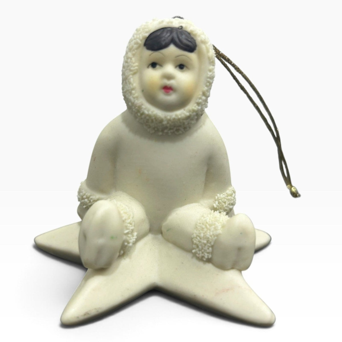 Dept 56 Snow Babies Figurine Sitting on Star Bisque Porcelain Ornament