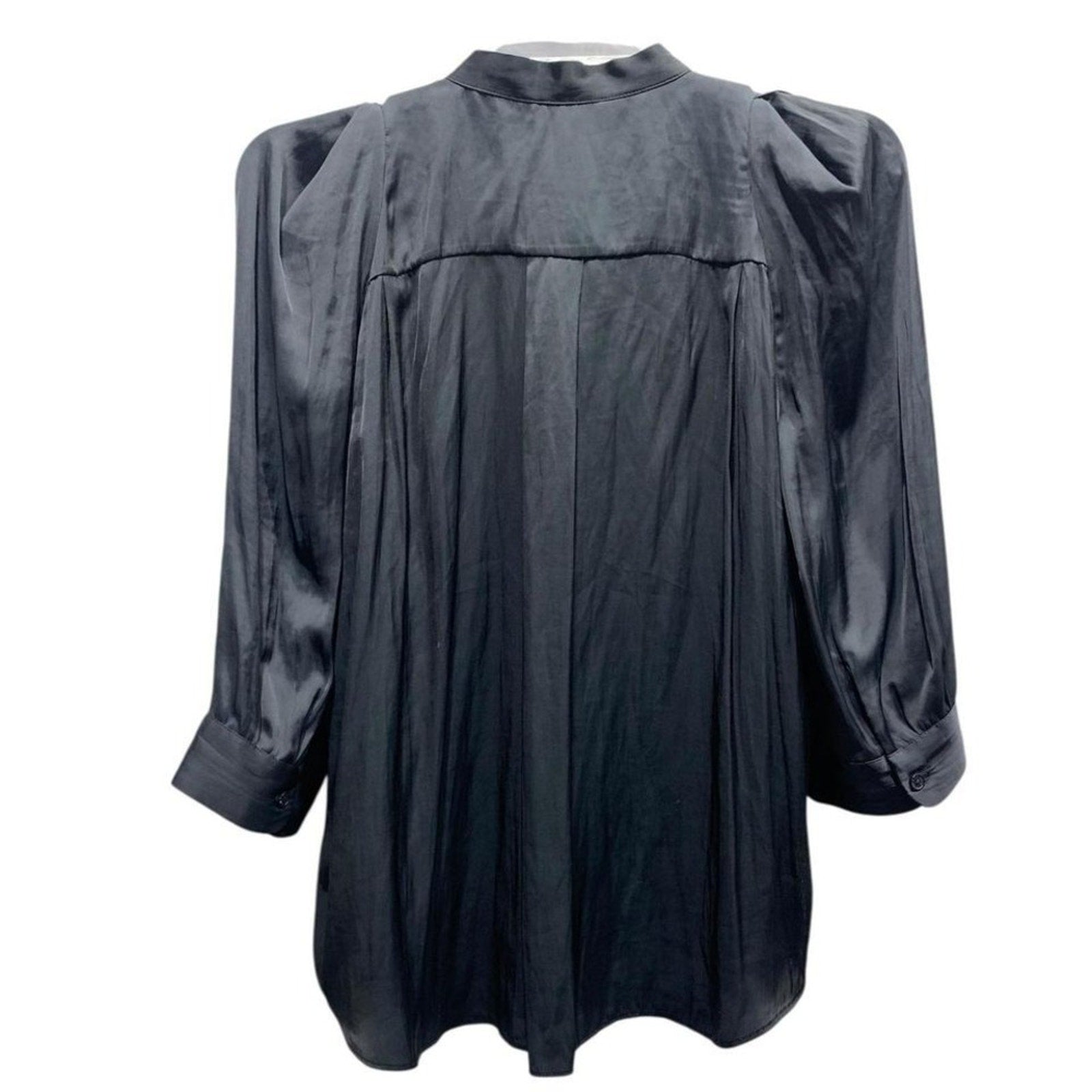 Zadig & Voltaire Touch Satin Bow Blouse Shirt M Black Long Sleeve career