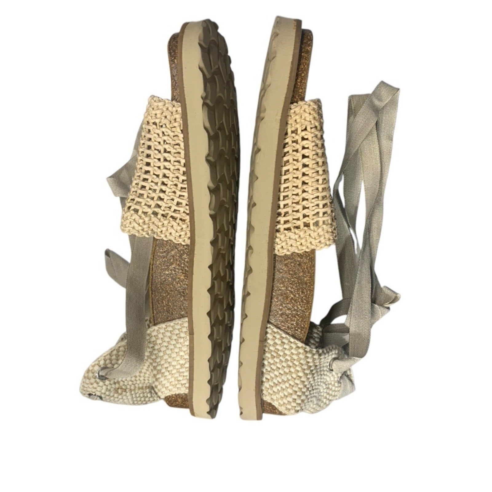 Free People Happy Feet Ankle Tie Crochet Sandal Espadrille Tea EU 38 Women's 7.5