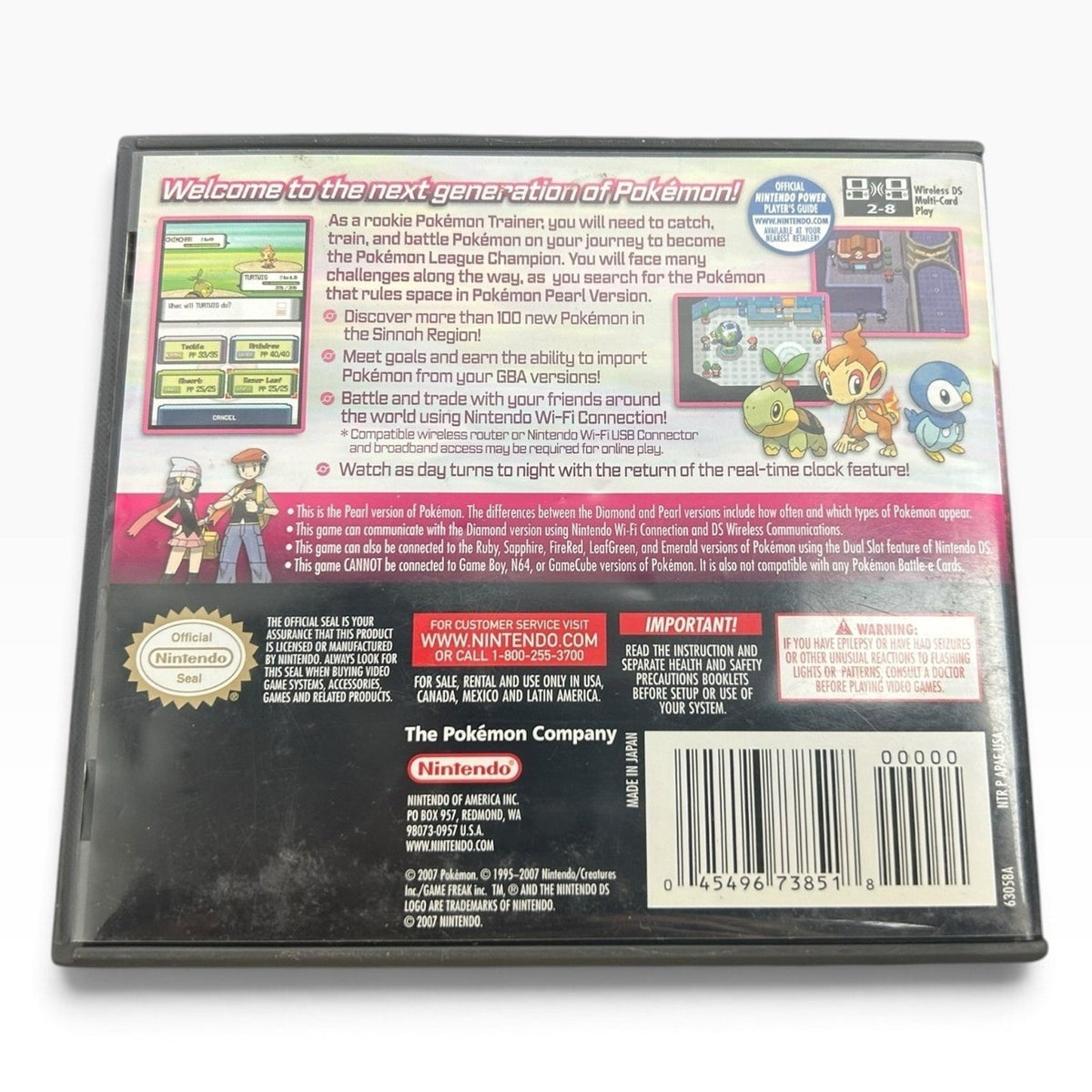 Pokemon Pearl Version Nintendo DS Case Manual Inserts Only No Game 2007 Collect
