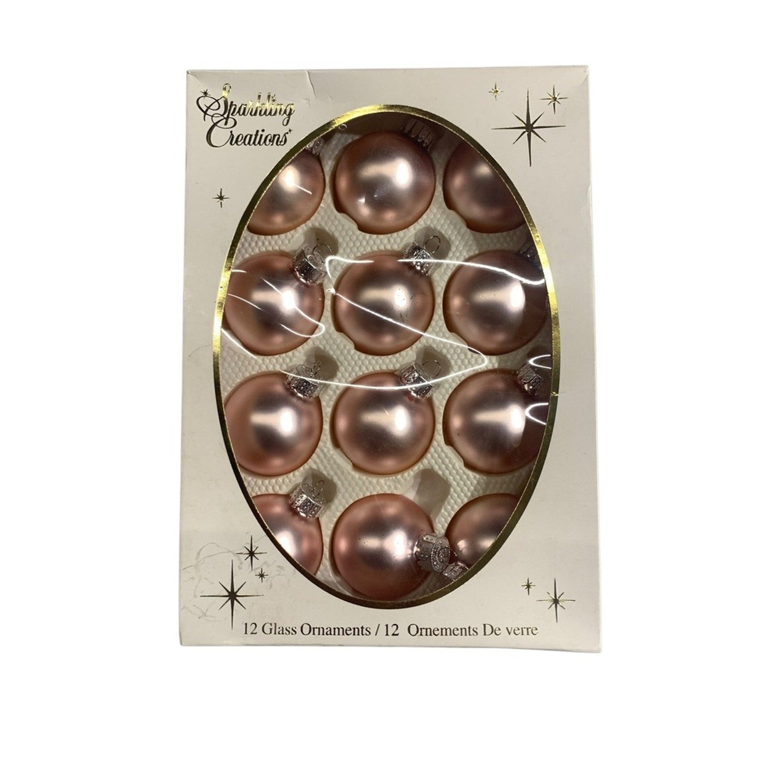 SparklingCreations 12 Glass Ornaments Rose Gold Shatterproof Christmas Tree