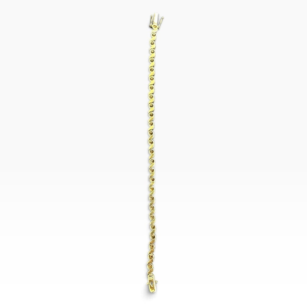 Sterling Silver 925 Gold Tone XOX Gemstone Tennis Bracelet 7.75" 16g