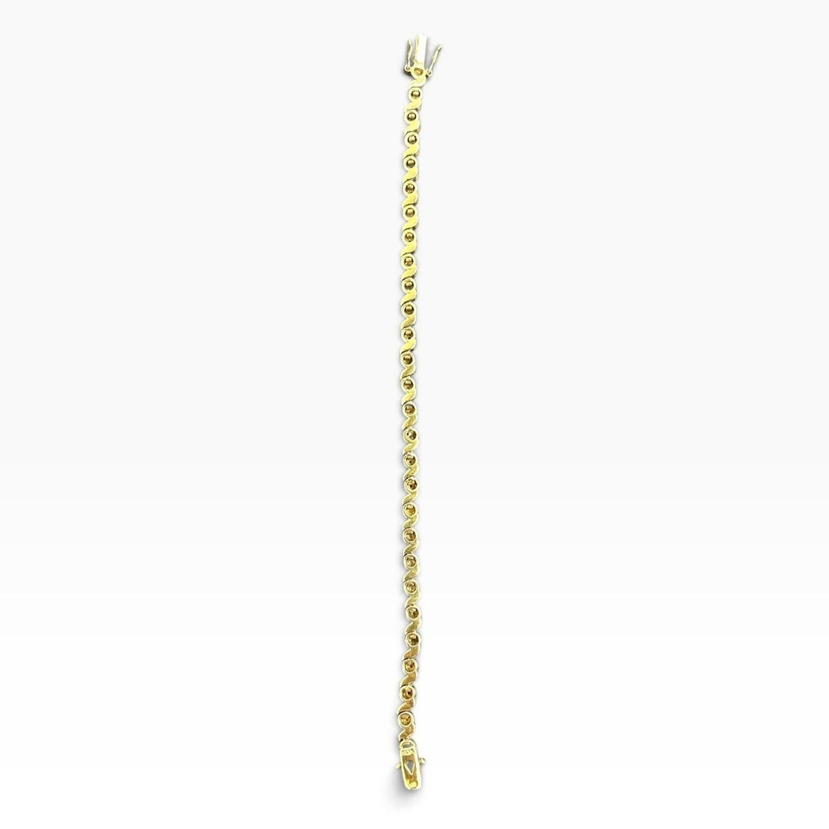 Sterling Silver 925 Gold Tone XOX Gemstone Tennis Bracelet 7.75" 16g