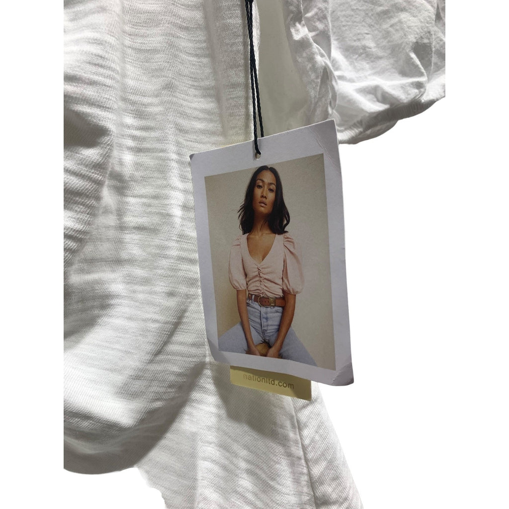 Nation Ltd Drew Gathered Romantic Tee Small White Puffed Sleeves Feminine Peru