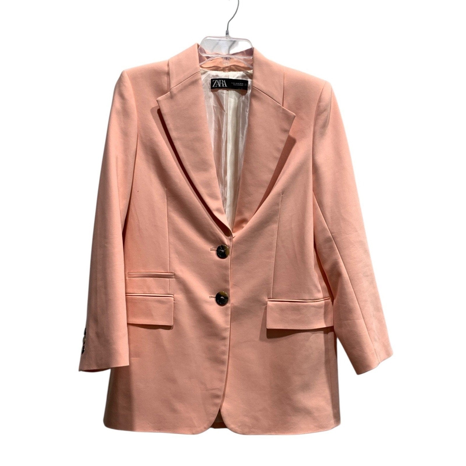 Zara Womens Peach Pink Tailored Longline Blazer Jacket 2851/230/666 Size M