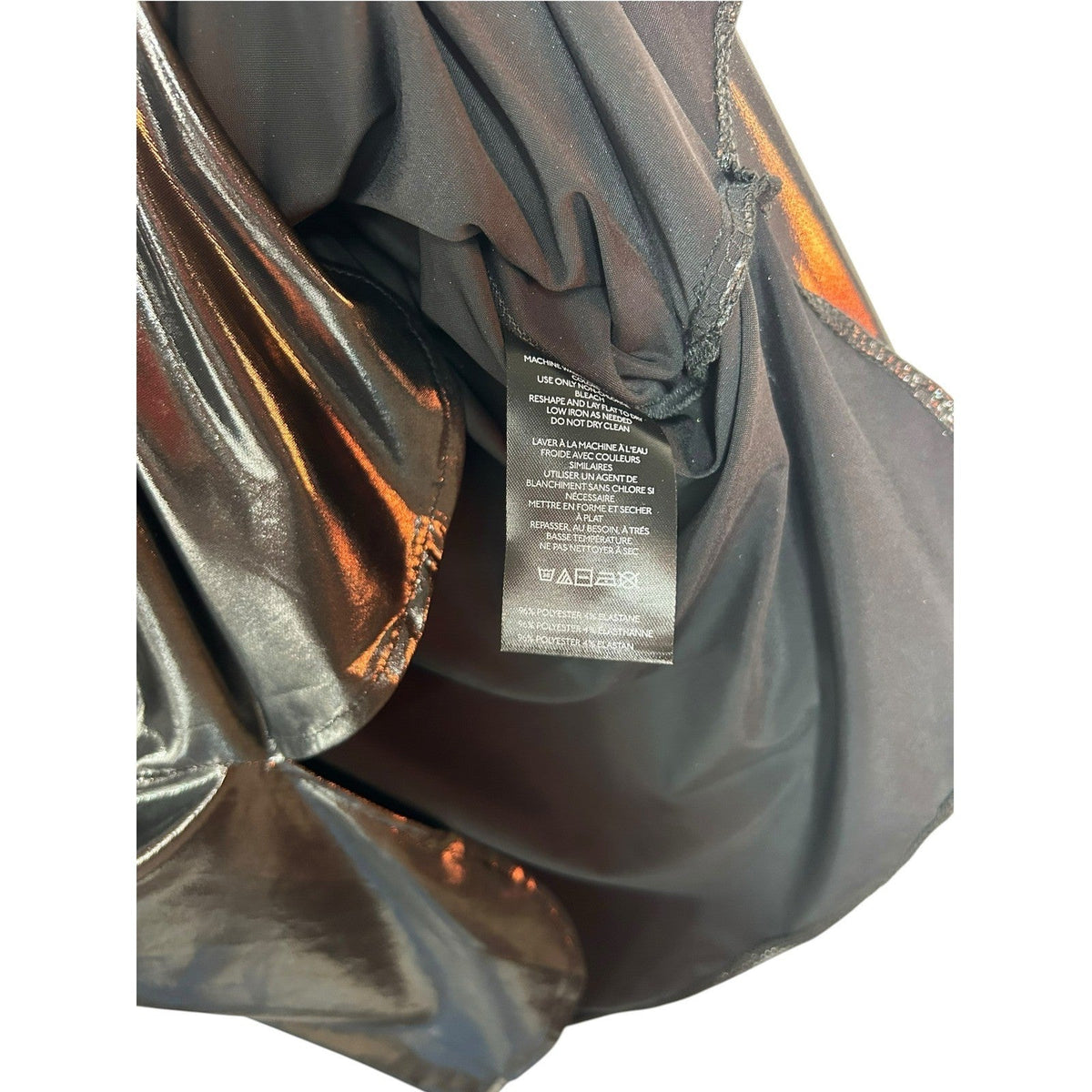 Anthropologie The Gillian Liquid Shine Metallic Buttondown Shirt Charcoal Grey L