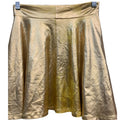 Shiny Metallic wet look flared mini Skater skirt Gold SZ XS