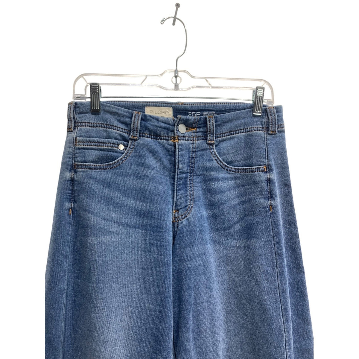 Pilcro and the Letterpress Wide Leg Denim Jeans Medium Wash Petite 25P High Rise