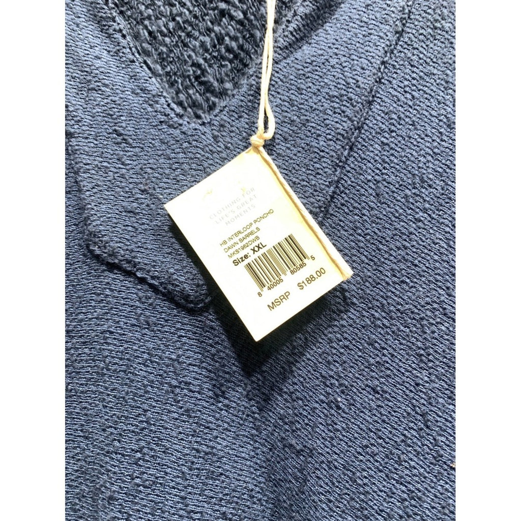 Faherty Brand Men's Blue Knit Hooded Poncho Pullover Sweater XXL