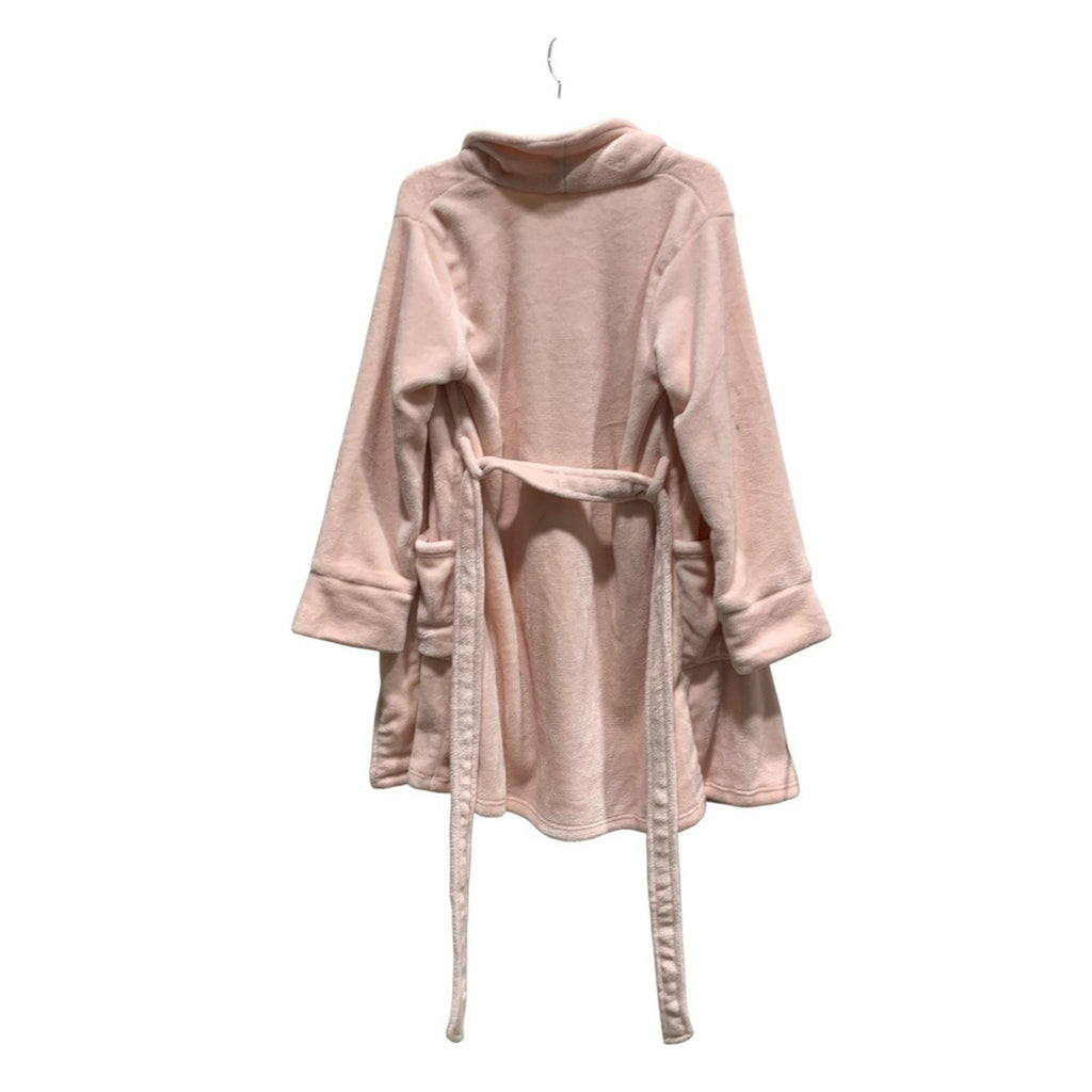 Soma Intimates Pink Plush Fleece Wrap Robe Small Medium Pockets Belted Loungewea