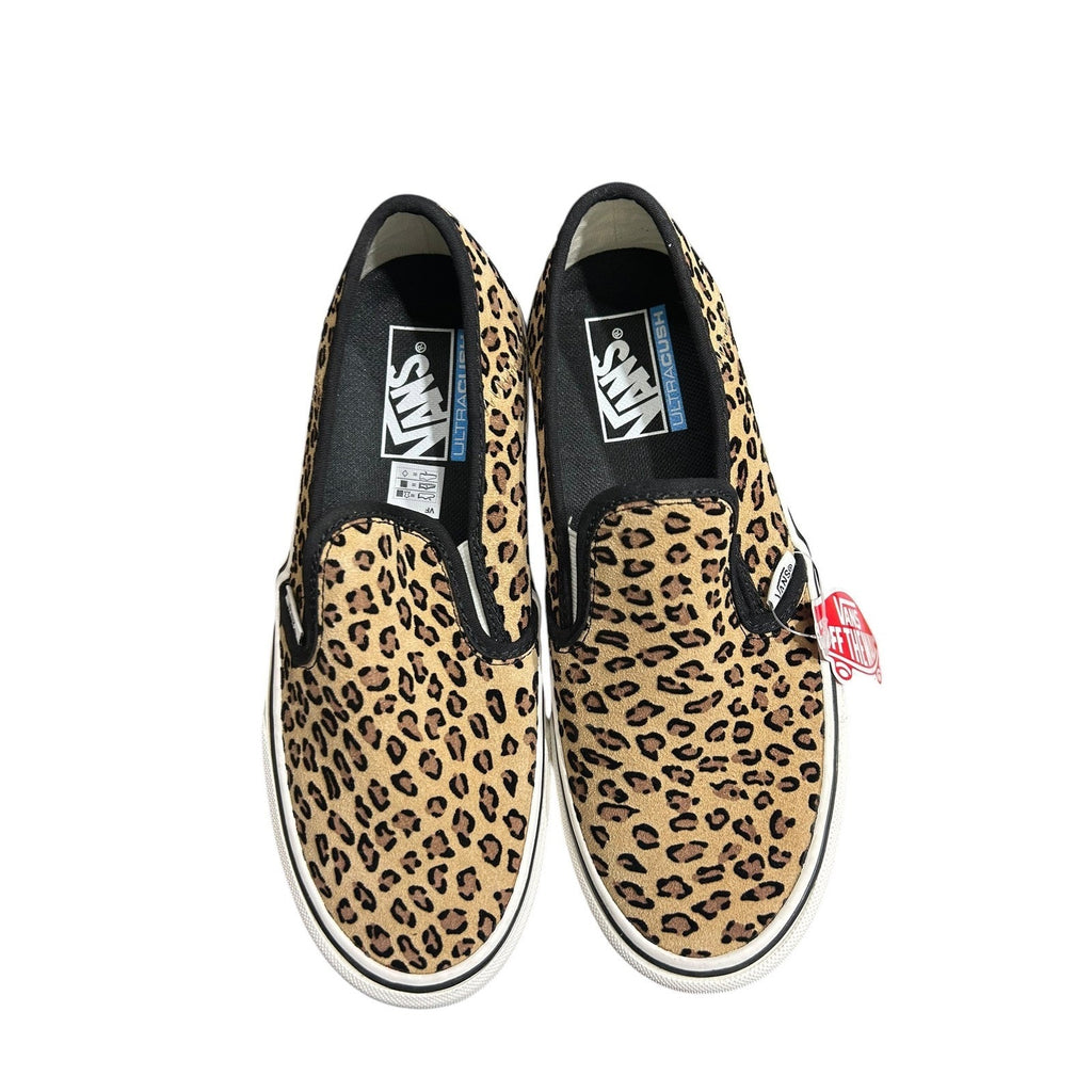 Vans Slip-On SF Mini Leopard Print Sneakers Tan Black Womens 8 NEW streetwear