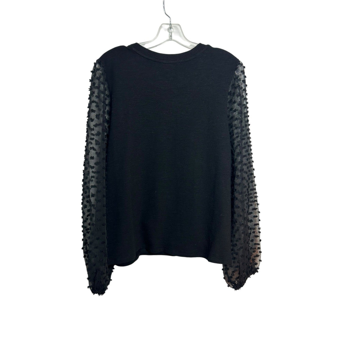Maeve Anthropologie Black Swiss Dot Sheer Mesh Balloon Sleeve Knit Top XL career
