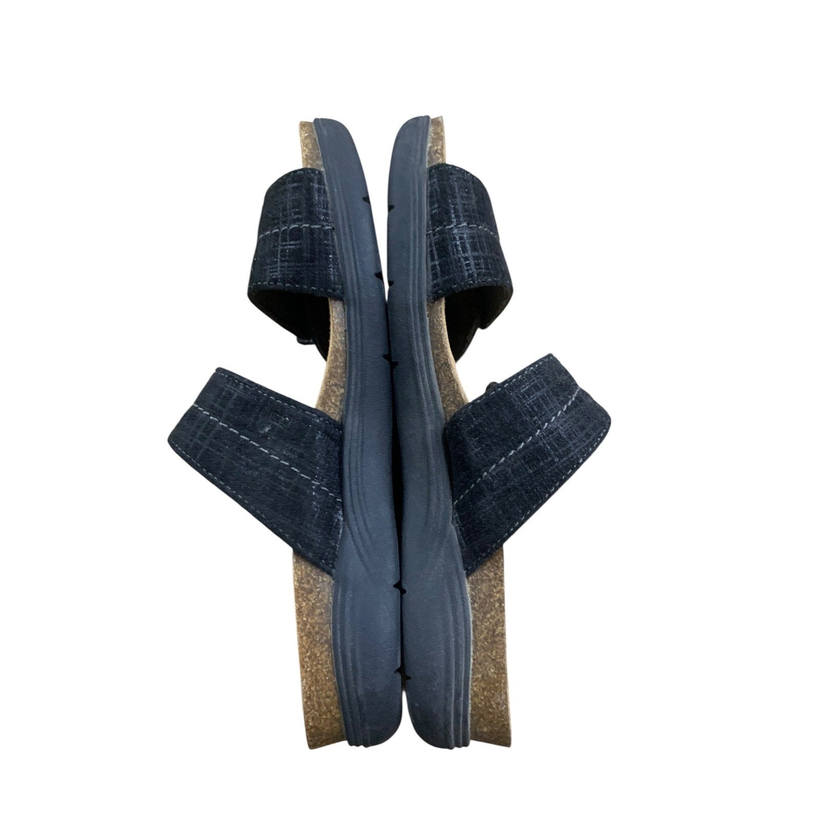 Clarks Collection Womens Sandals Size 7.5M Black Adjustable Strap Comfort Slides