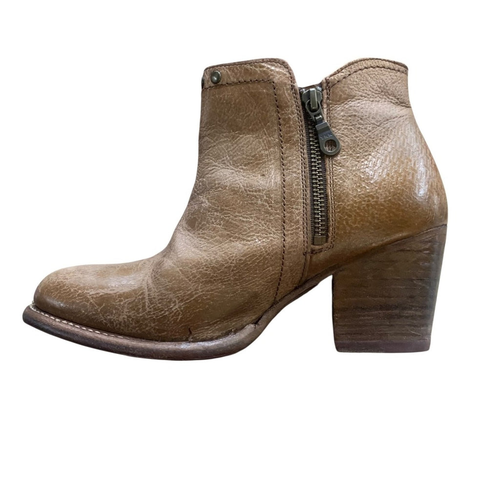 Bed Stu Cobbler Leather Heeled Ankle Boots Zip Up Brown Womens Size 8.5 USA