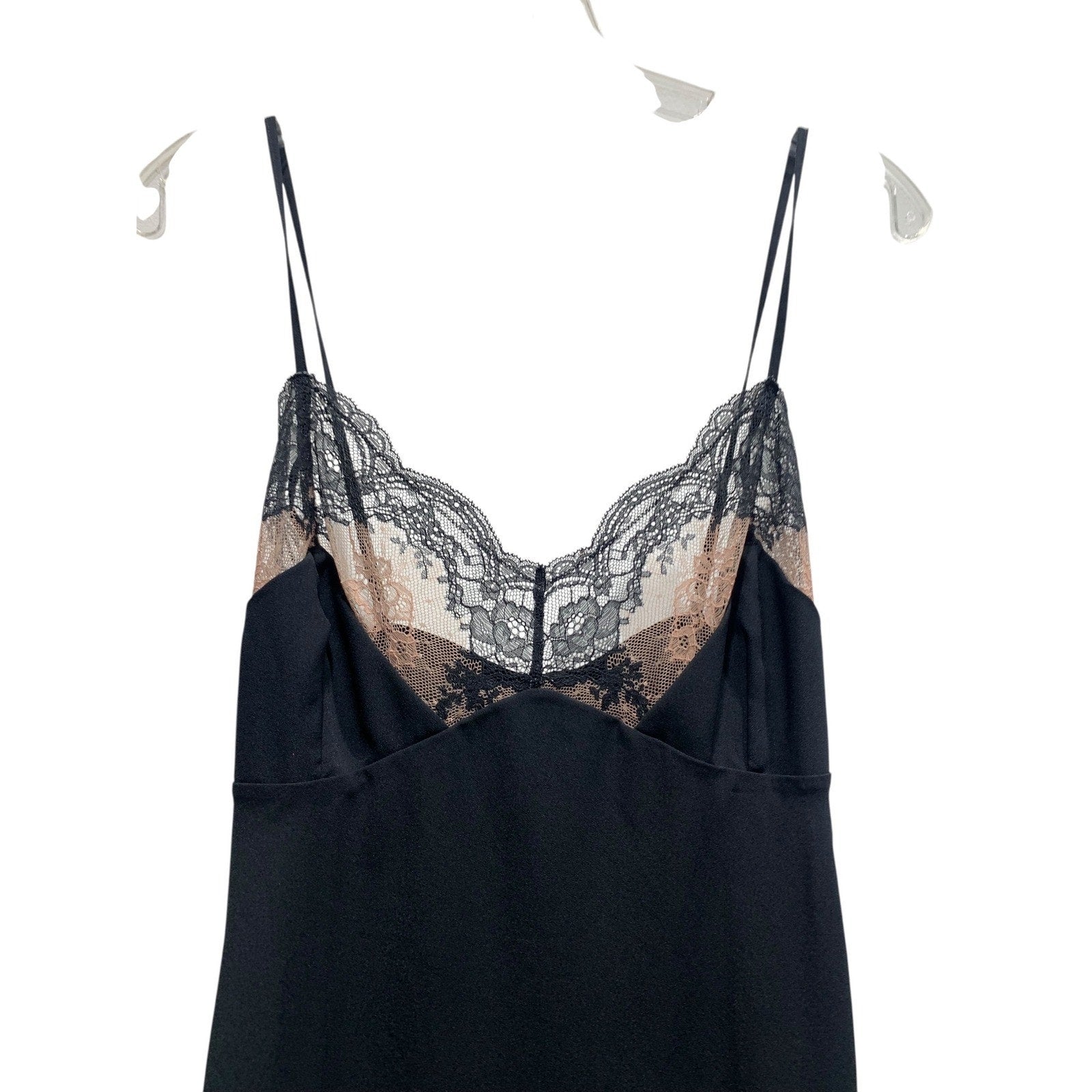 Savage X Fenty Black Lacestruck Sleep Slip Dress Midi Spaghetti Large 12-14