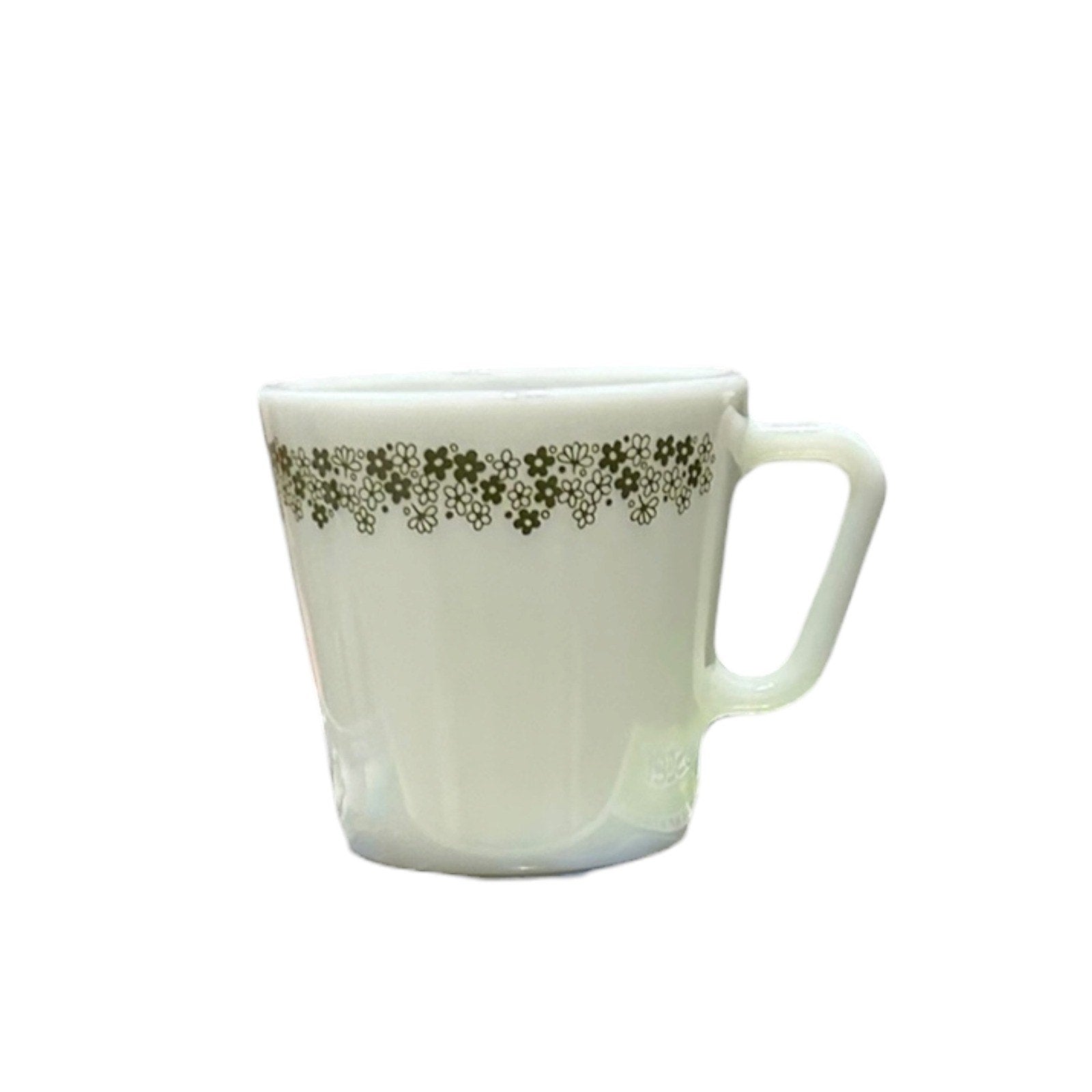 Vintage Pyrex Crazy Daisy Spring Blossom Green Milk Glass D-Handle set of 3