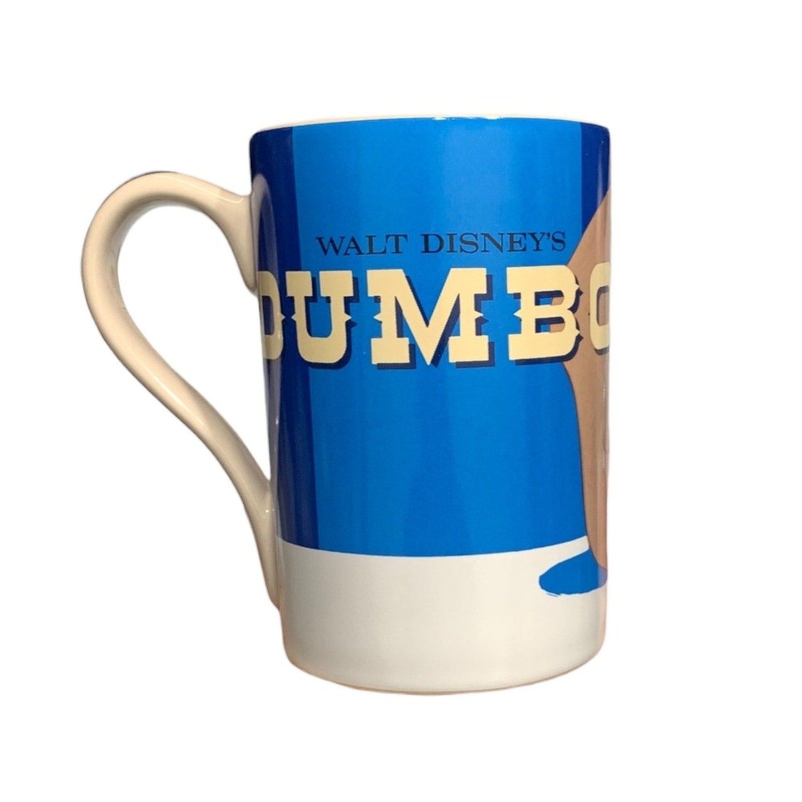 Walt Disney Dumbo Ceramic Mug Blue Yellow Hat Circus Character Coffee Cup