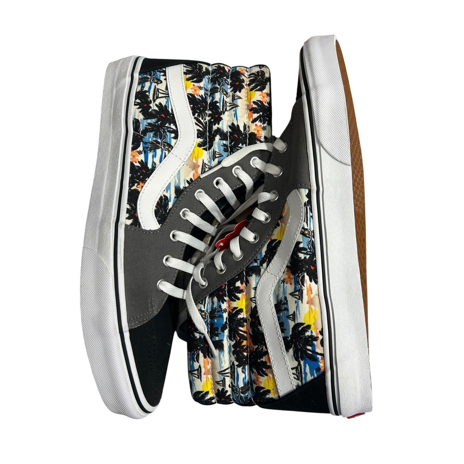 Vans Sk8-Hi Hawaiian Hula Tropical Print Mens 12 Black Grey High Top Sneakers