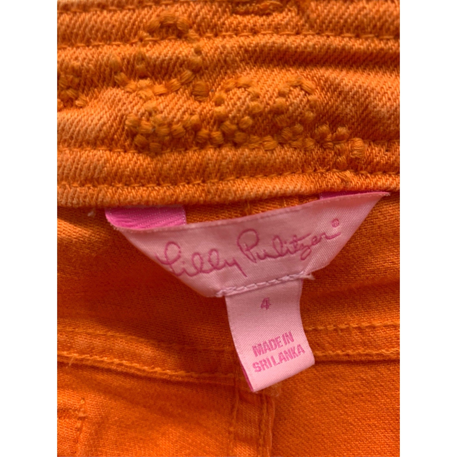 Lilly Pulitzer Orange Jeans SZ 4 Skinny Mini Jeans