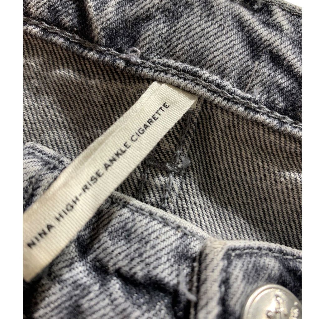 Rag & Bone Nina High-Rise Ankle Cigarette Jeans Colby Grey Acid Wash 25