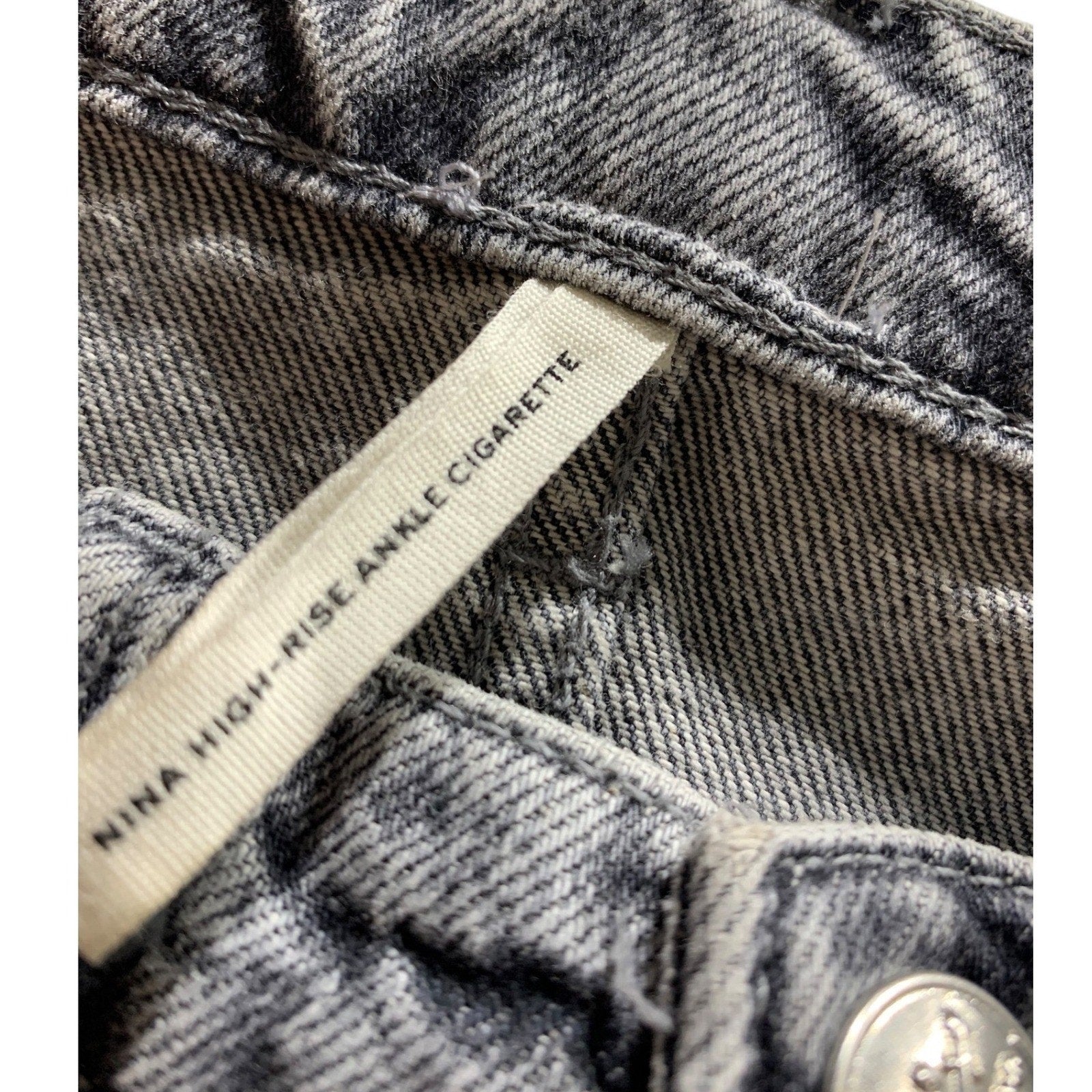 Rag & Bone Nina High-Rise Ankle Cigarette Jeans Colby Grey Acid Wash 25