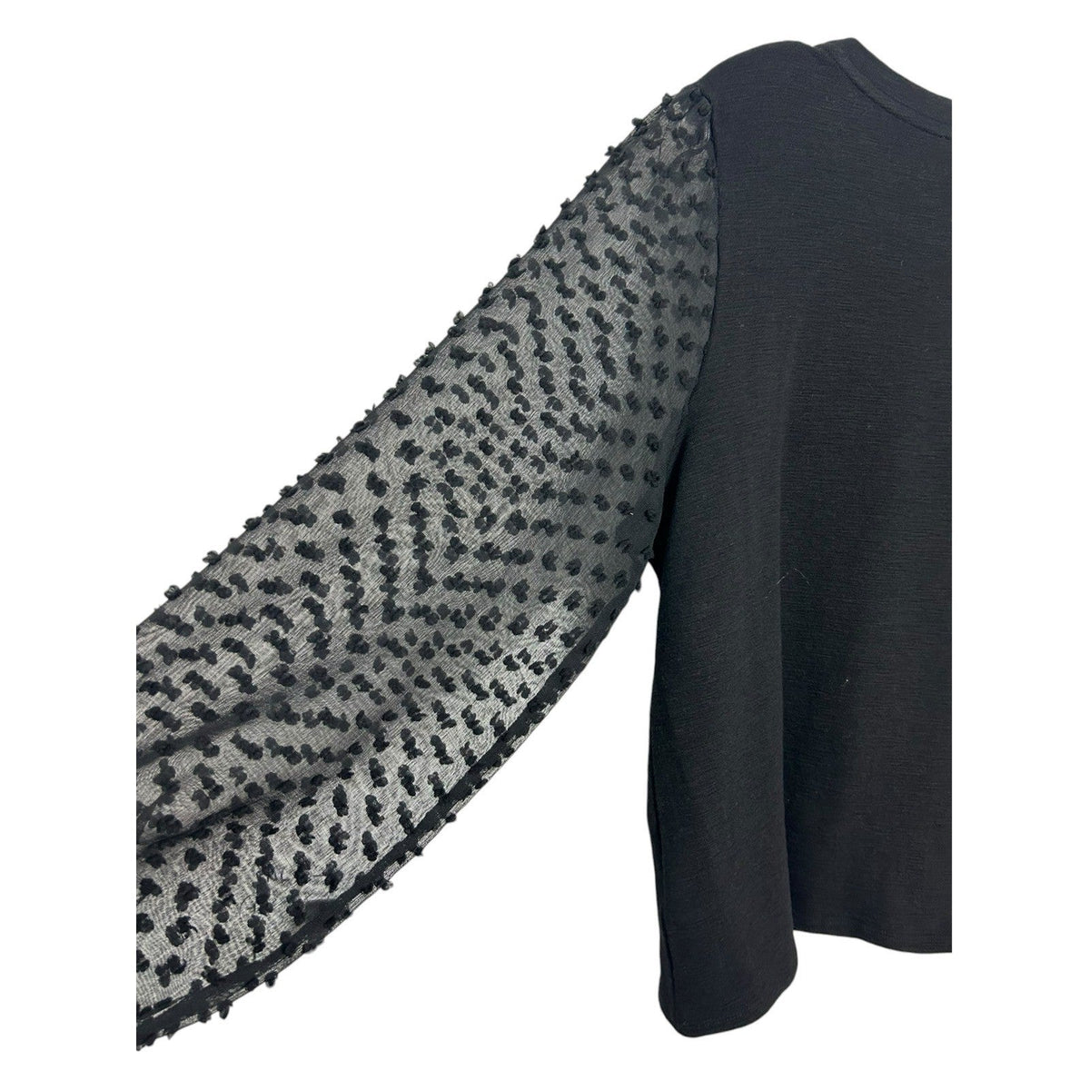 Maeve Anthropologie Black Swiss Dot Sheer Mesh Balloon Sleeve Knit Top XL career