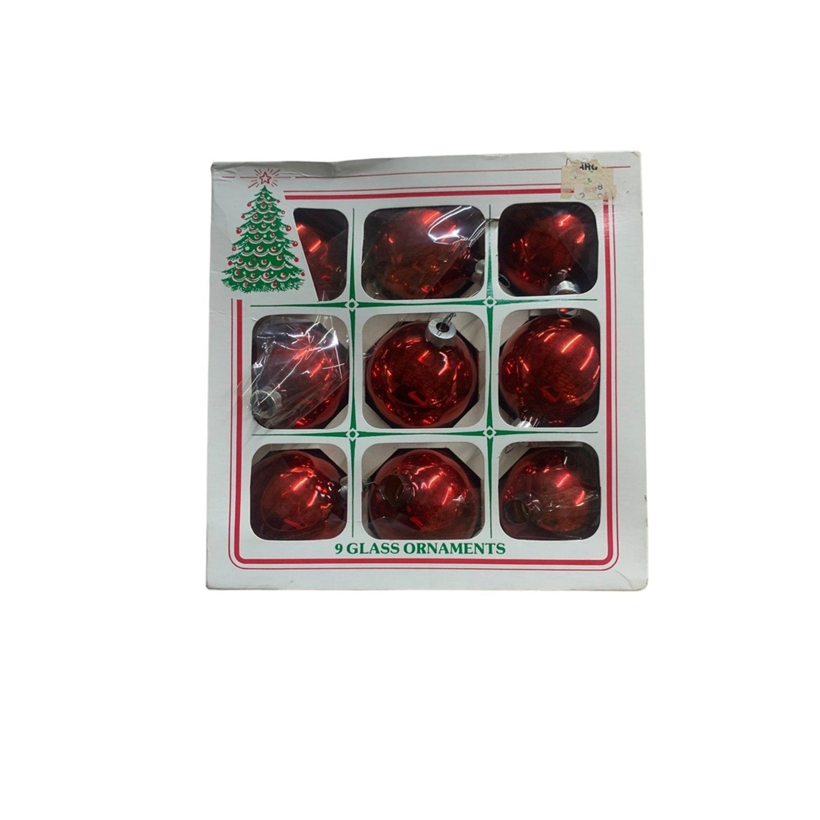 Vintage Essex Frankie Red Glass Christmas Ornaments Set of 9 in Box USA